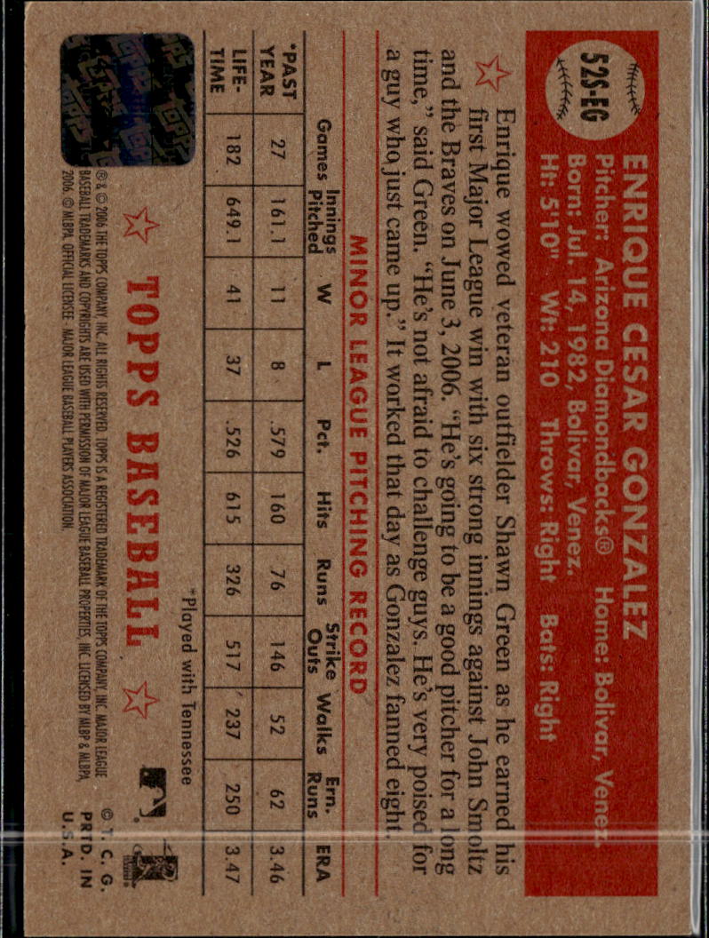 Enrique Gonzalez 2006 Topps 52 Auto Autograph Arizona Diamondbacks