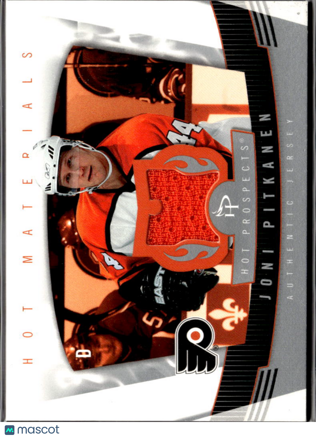 Joni Pitkanen 2005 Fleer Hot Prospects Game Worn Patch Philadelphia Flyers