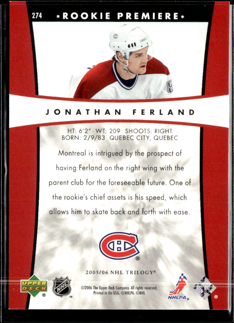 Jonathan Ferland 2006 Upper Deck Trilogy /999 Montreal Canadiens