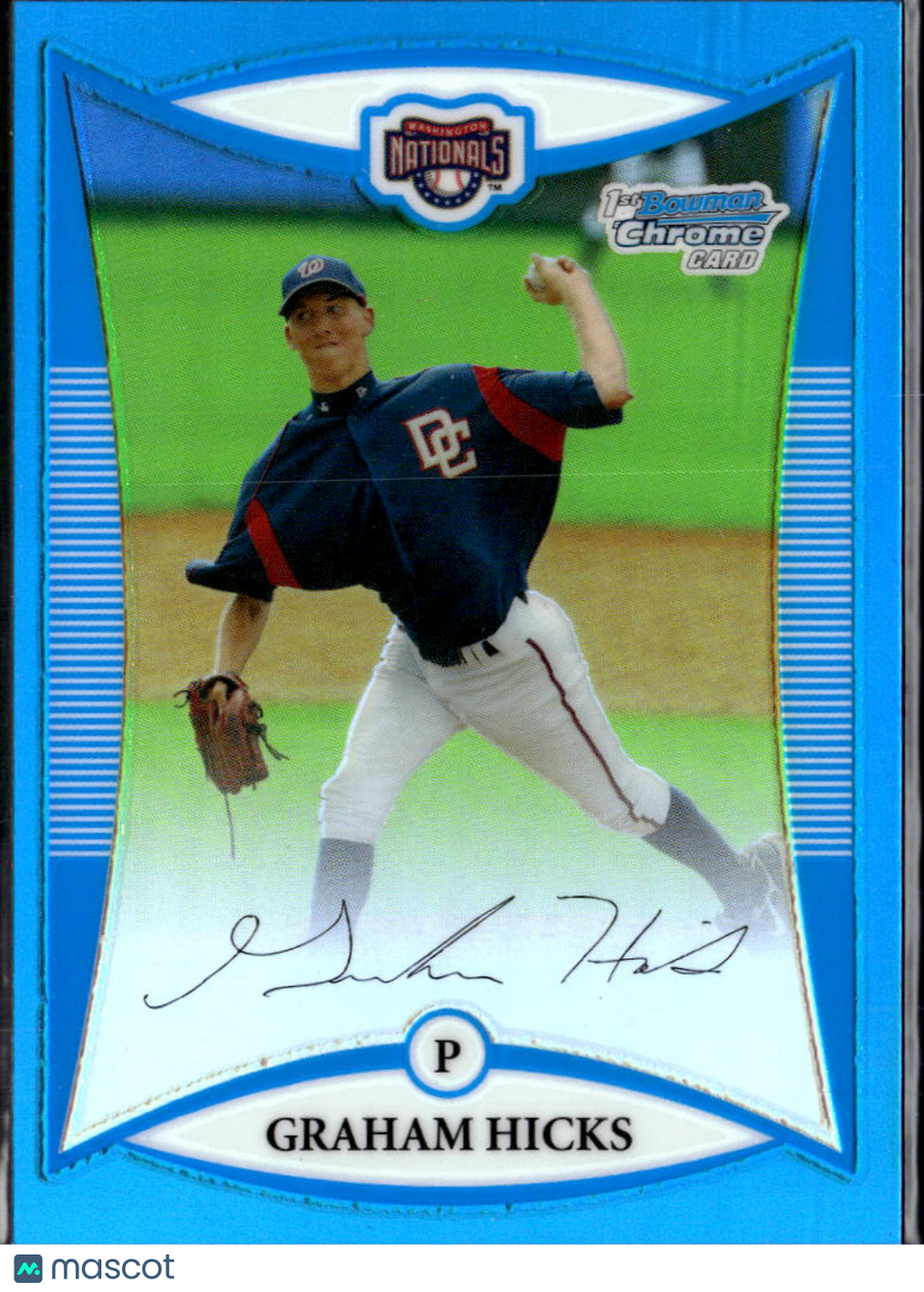 Graham Hicks 2008 Bowman Chrome Draft Blue Refractor 11/99 Washington Nationals