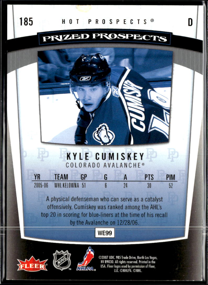 Kyle Cumiskey 2007 Fleer Hot Prospects Prized 1050/1999 Colorado Avalanche