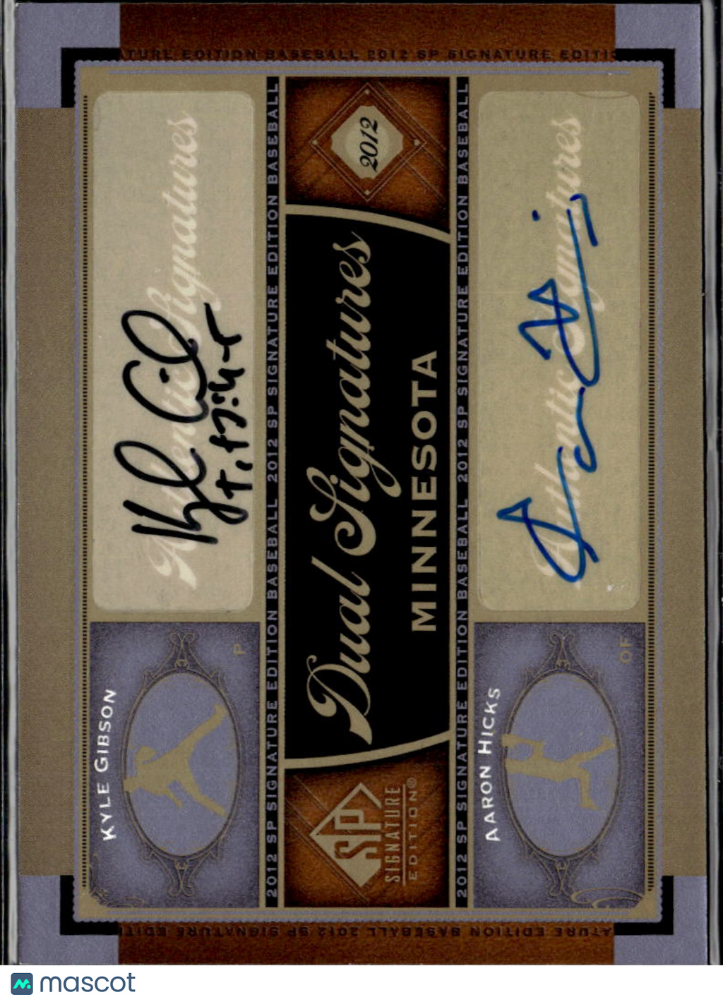 Aaron Hicks Kyle Gibson 2012 Upper Deck SP Auto Autograph Twins