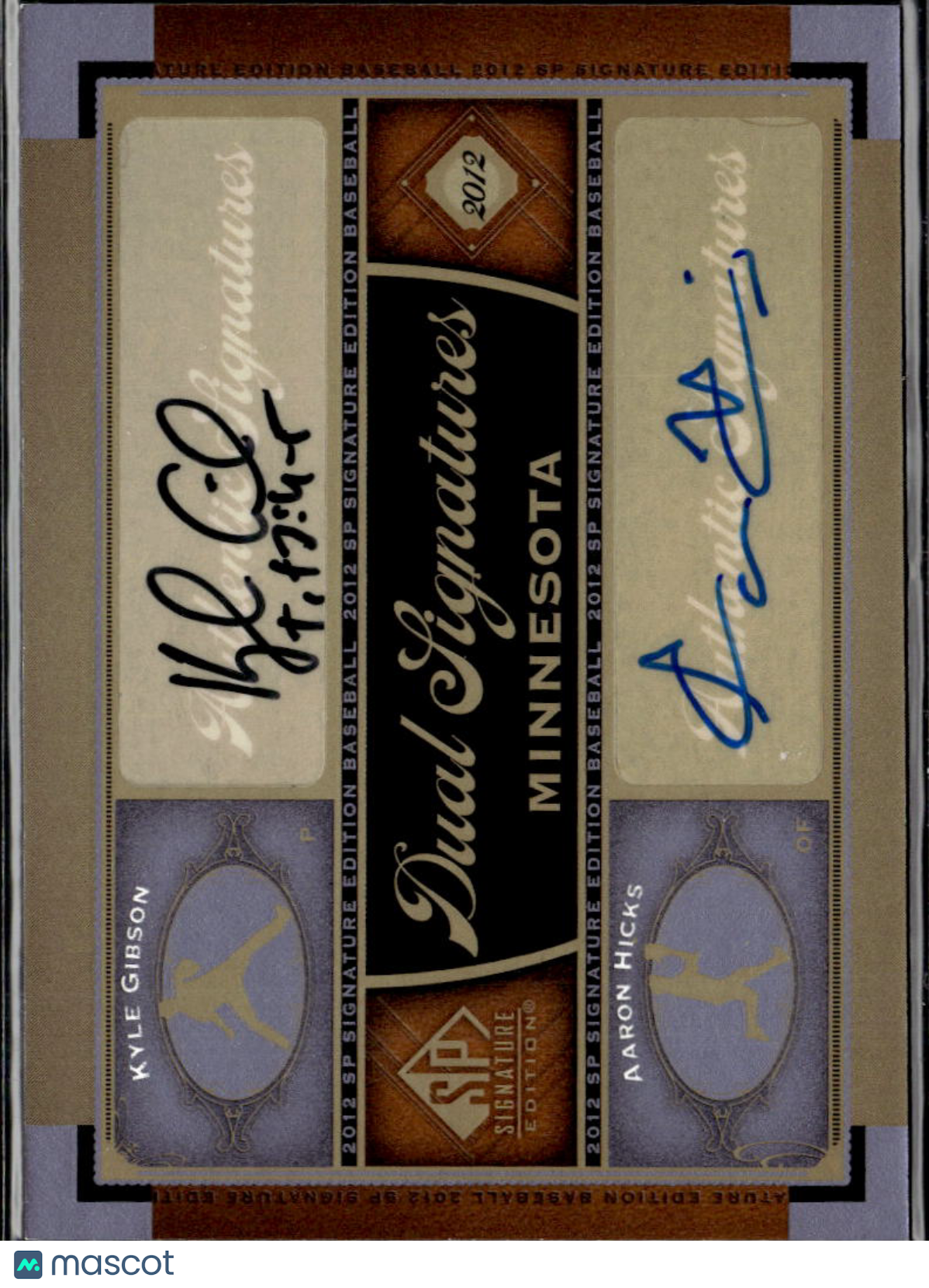Aaron Hicks Kyle Gibson 2012 Upper Deck SP Auto Autograph Twins