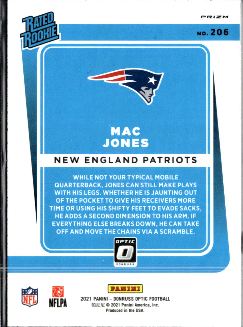 Mac Jones 2021 Optic Rated Rookie Blue Scope New England Patriots
