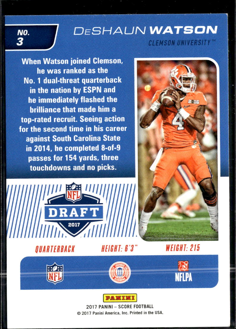 Deshaun Watson 2017 Panini Score GOLD Rookie RC Clemson Tigers
