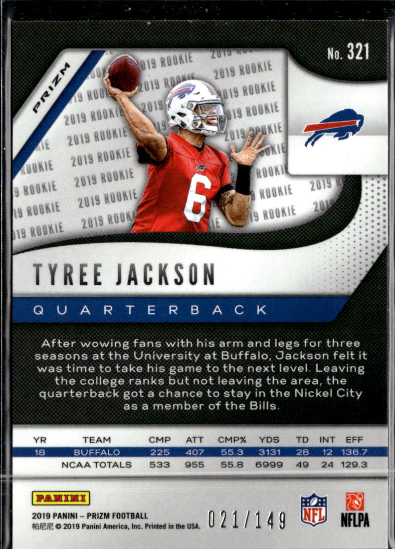 Tyree Jackson 2019 Panini Prizm RC Rookie Red Wave /149 Buffalo Bills