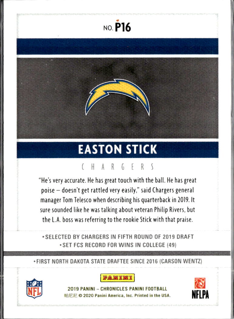 Easton Stick 2020 Panini Blue Rookie RC /99 Los Angeles Chargers