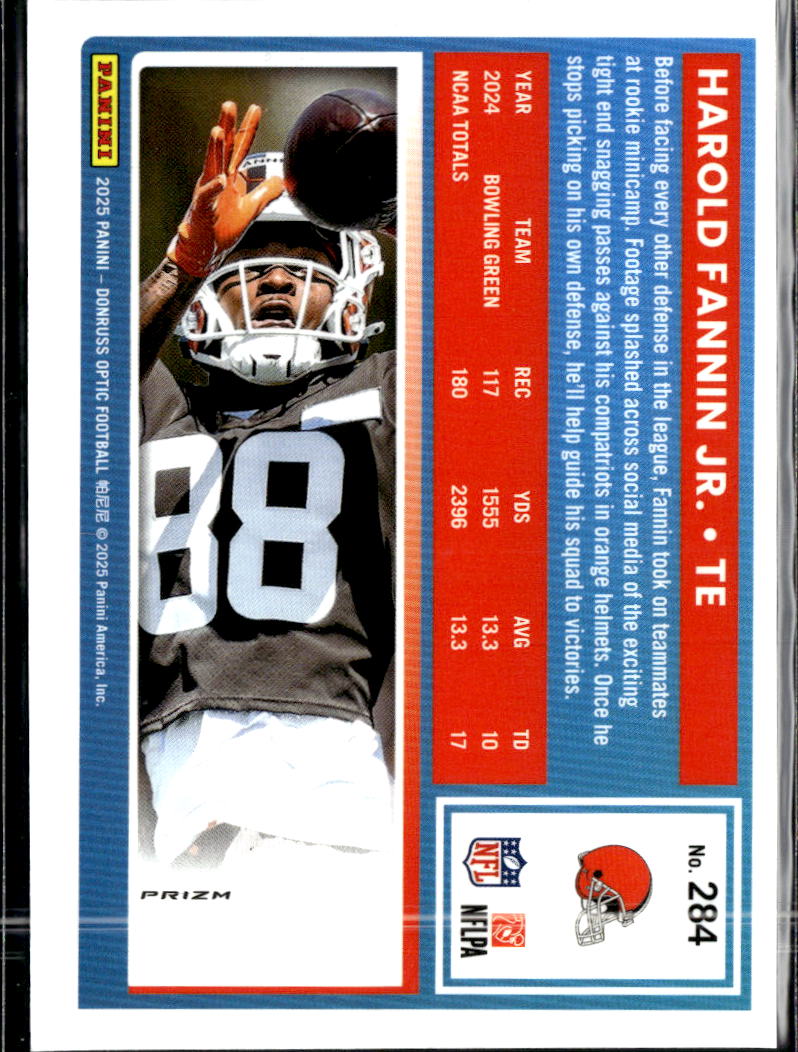 Harold Fannin Jr. 2025 Optic Rated Rookie RC Green Velocity Cleveland Browns