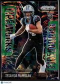 Tetairoa McMillan 2025 Prizm Fireworks Green Ice RC Carolina Panthers