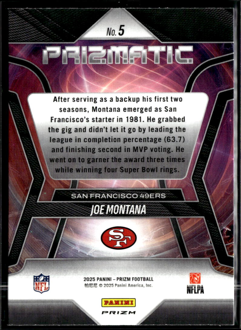 Joe Montana 2025 Prizm Prizmatic Green Ice San Francisco 49ers