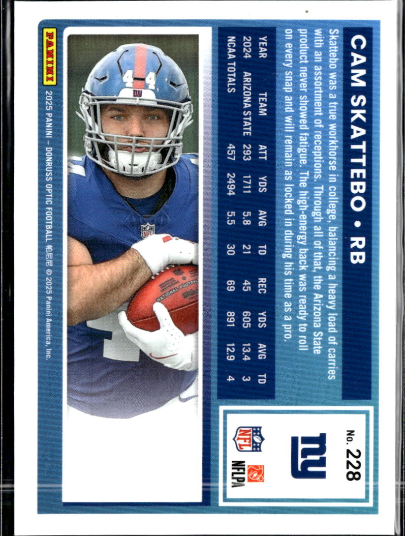 Cam Skattebo 2025 Optic Rated Rookie RC New York Giants