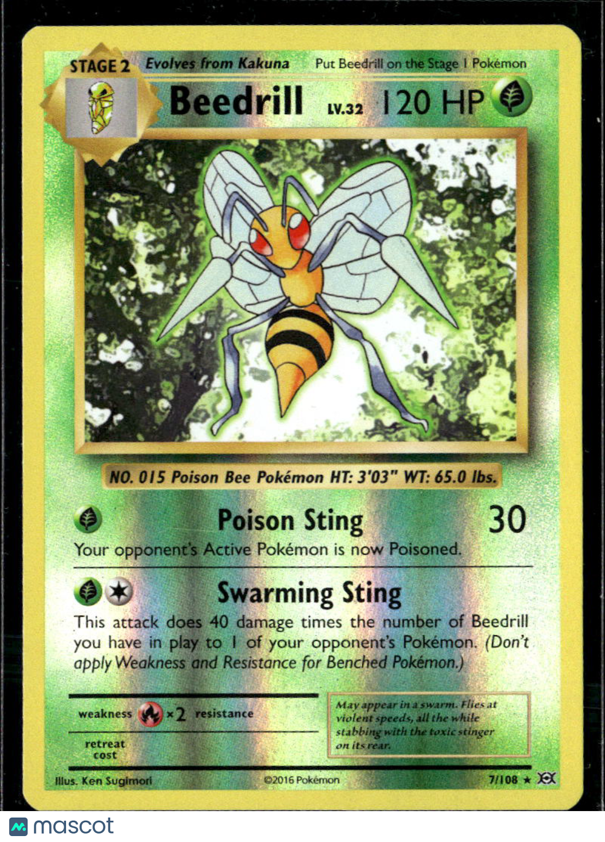 Beedrill 2016 Evolutions Reverse Holo Rare #7/108