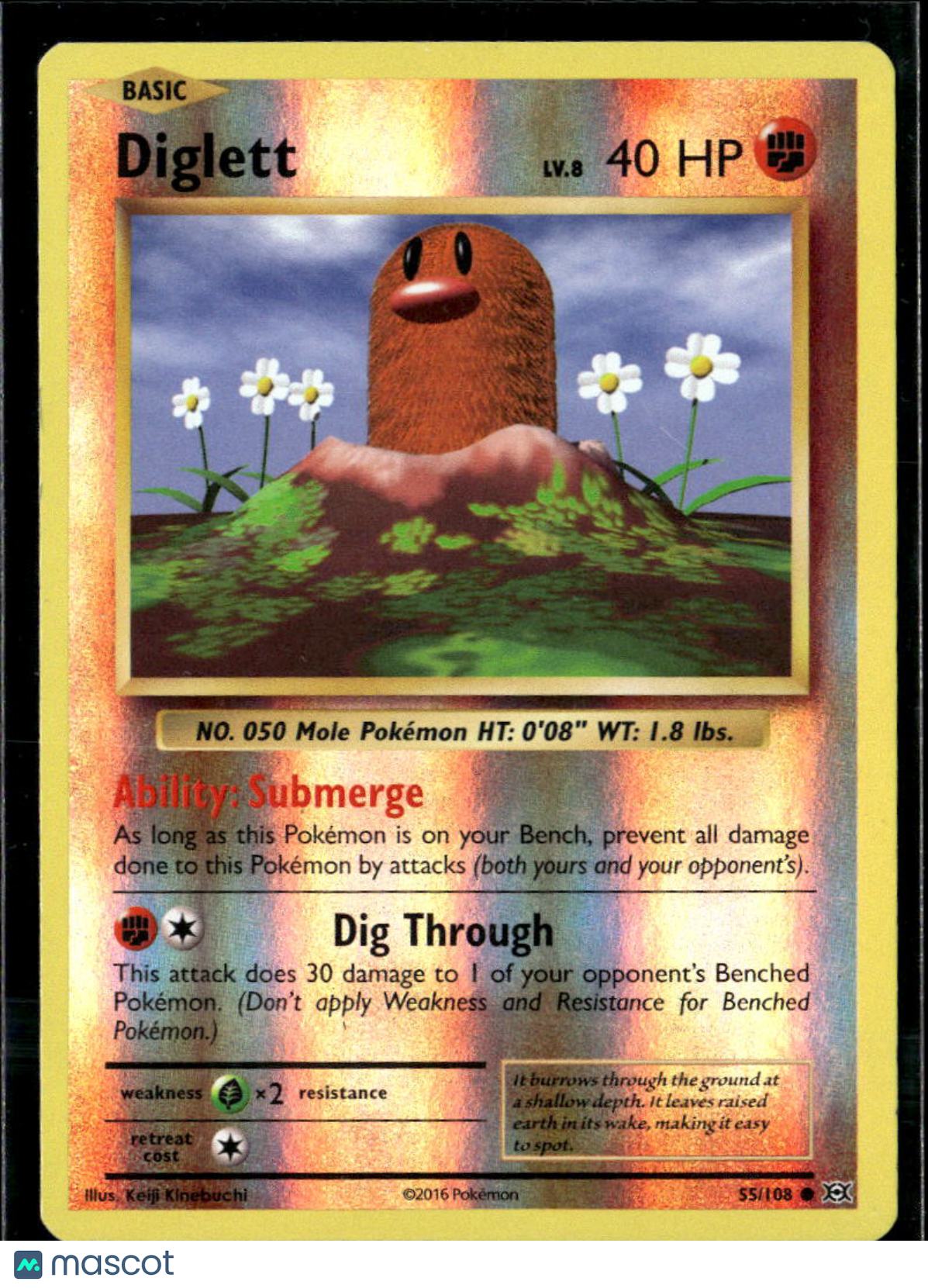 Diglett 2016 Evolutions Reverse Holo #55/108