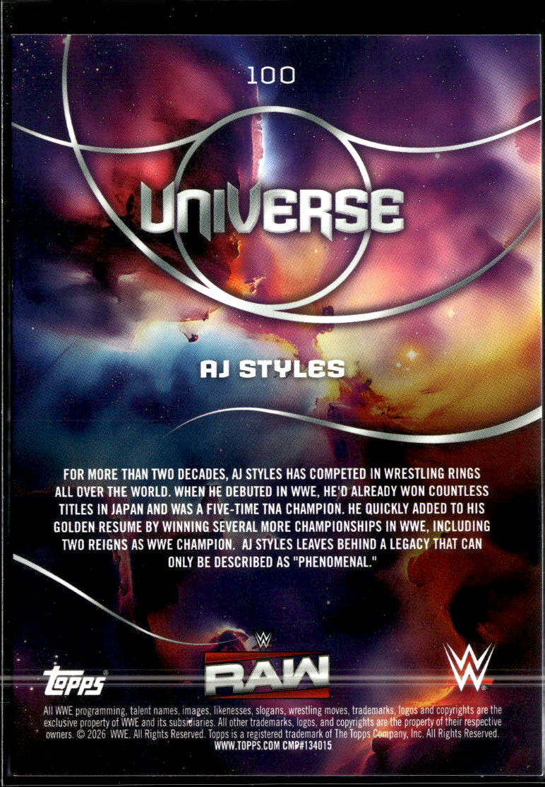 AJ Styles 2026 Topps WWE Universe Raw