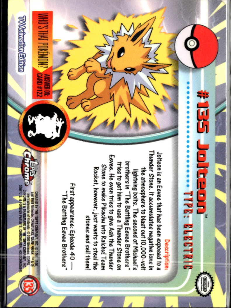 Jolteon 2000 Topps Chrome Series 1 #135