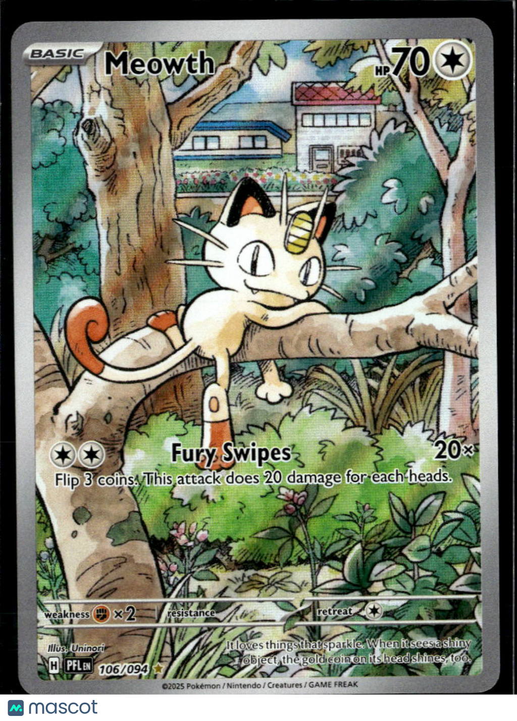 Meowth 2025 Mega Evolution – Phantasmal Flames Holo Secret Rare #106/94