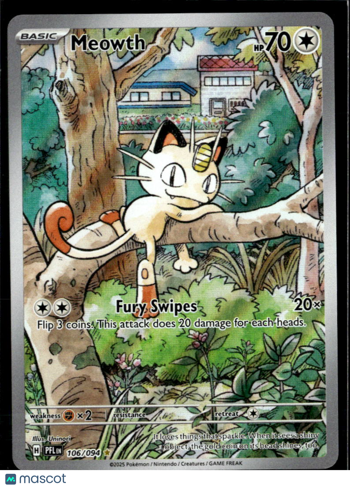 Meowth 2025 Mega Evolution – Phantasmal Flames Holo Secret Rare #106/94