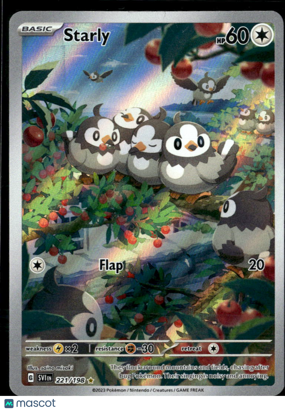 Starly 2023 Scarlet & Violet Holo Secret Rare FA #221/198