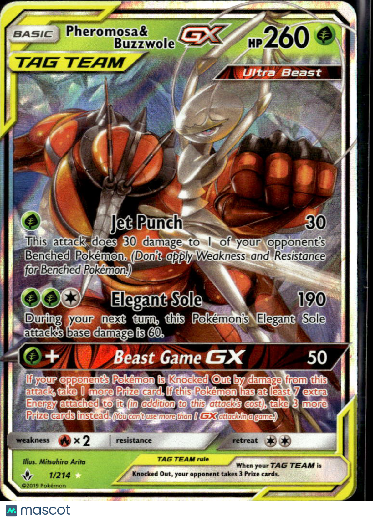 Pheromosa & Buzzwole GX 2019 Unbroken Bonds Holo Rare TAG TEAM #1/214