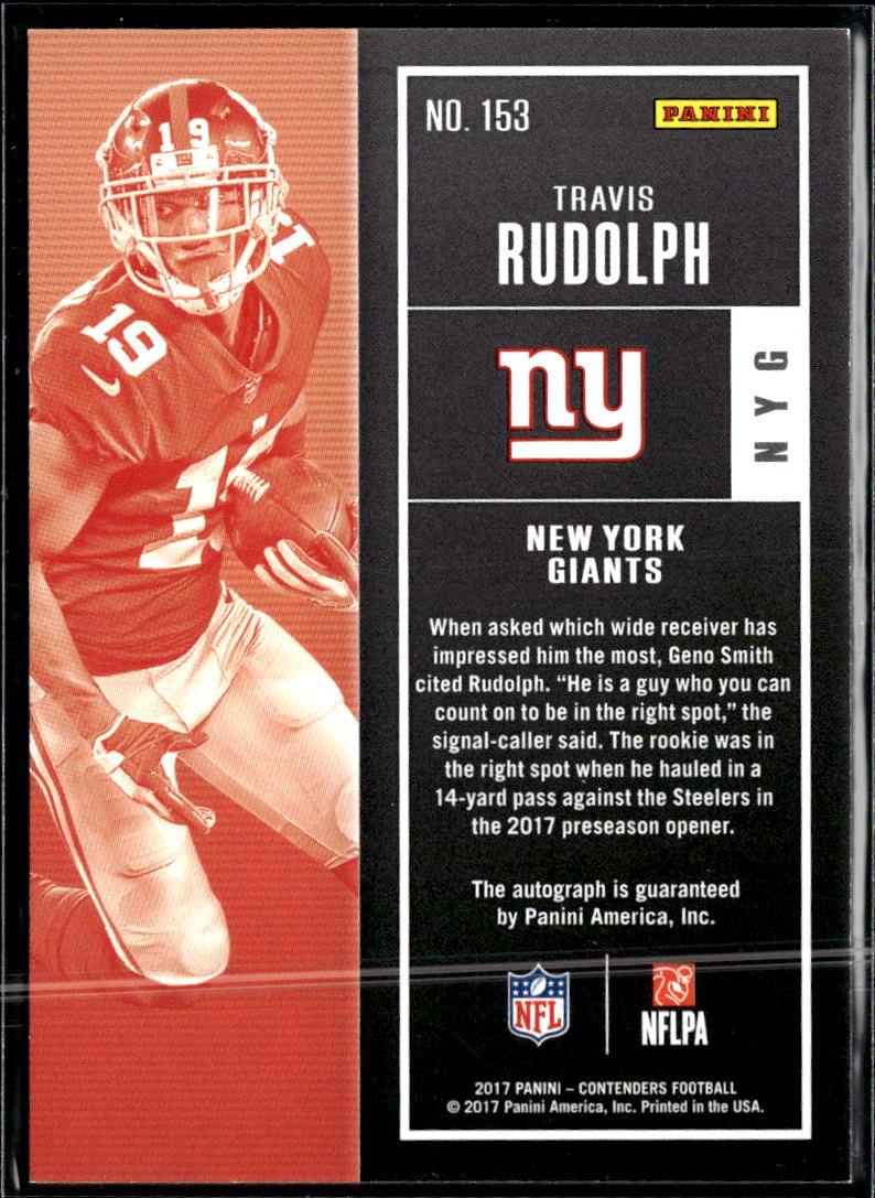 Travis Rudolph 2017 Contenders Championship Auto Autograph /49 New York Giants