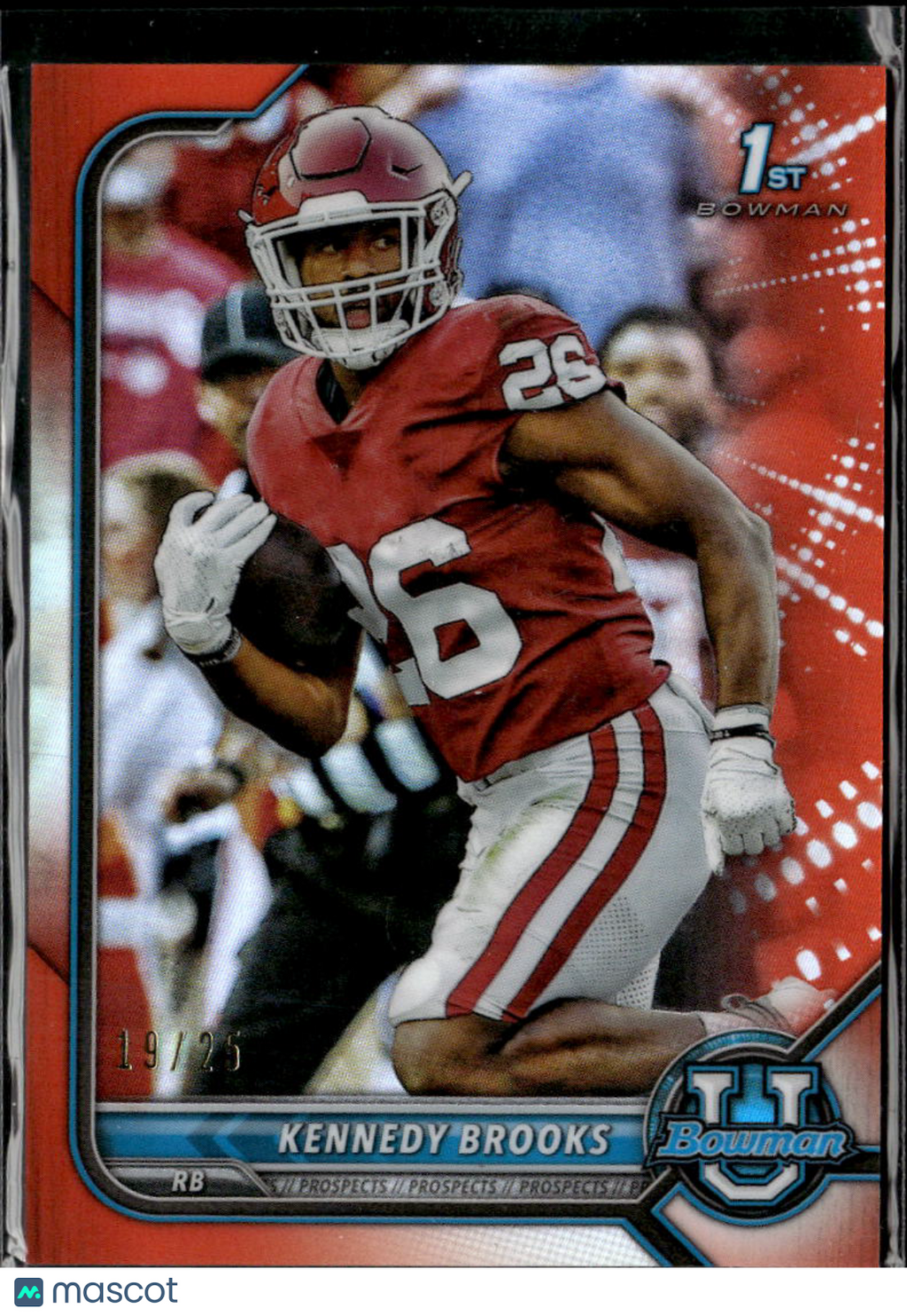 Kennedy Brooks 2022 Bowman Chrome 1st Orange /25 Oklahoma Sooners