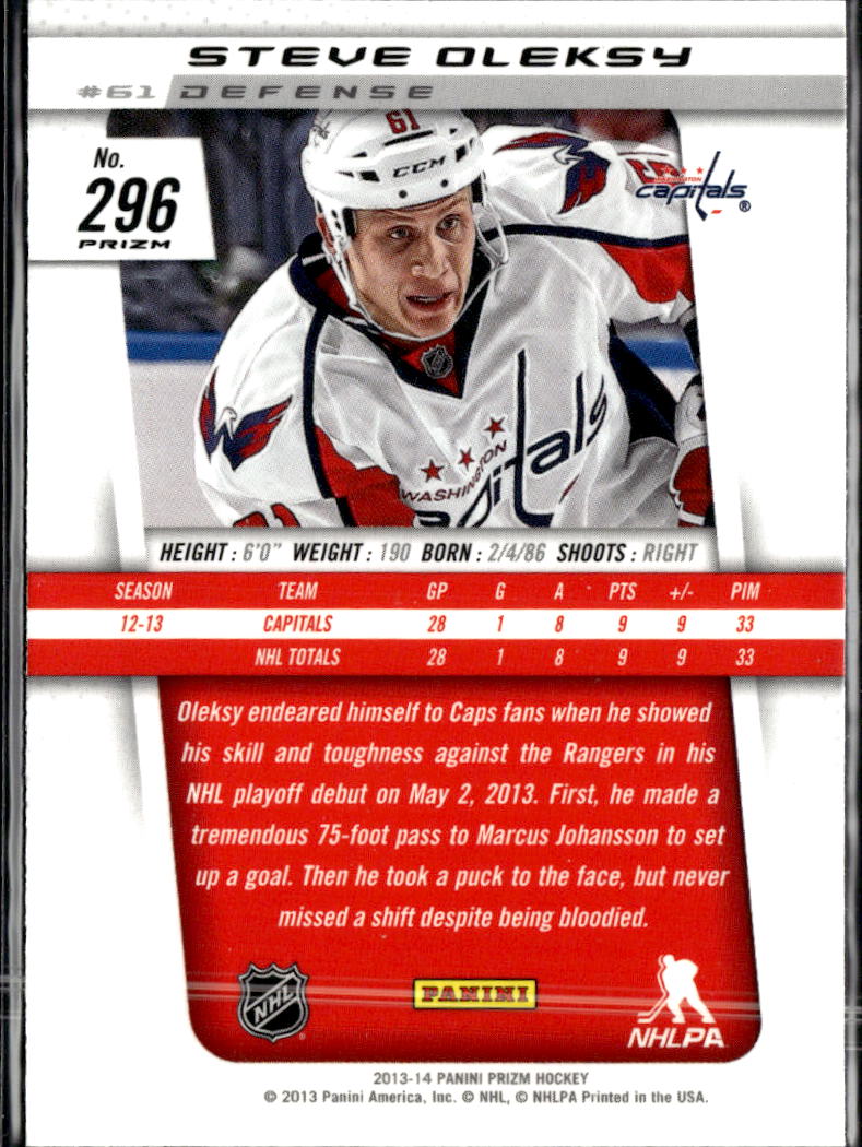 Steve Oleksy 2013 Panini Prizm Silver Prizm RC Washington Capitals