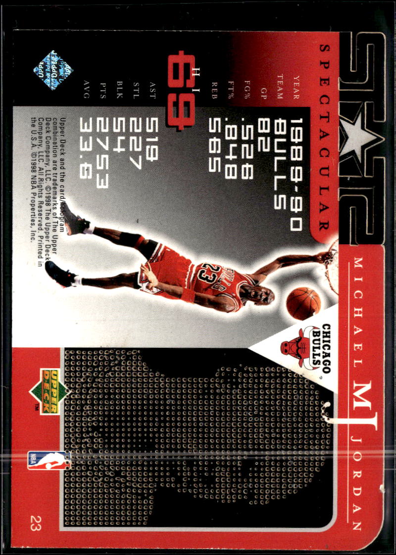Michael Jordan 1998 Upper Deck Spectacular Star #23 Chicago Bulls