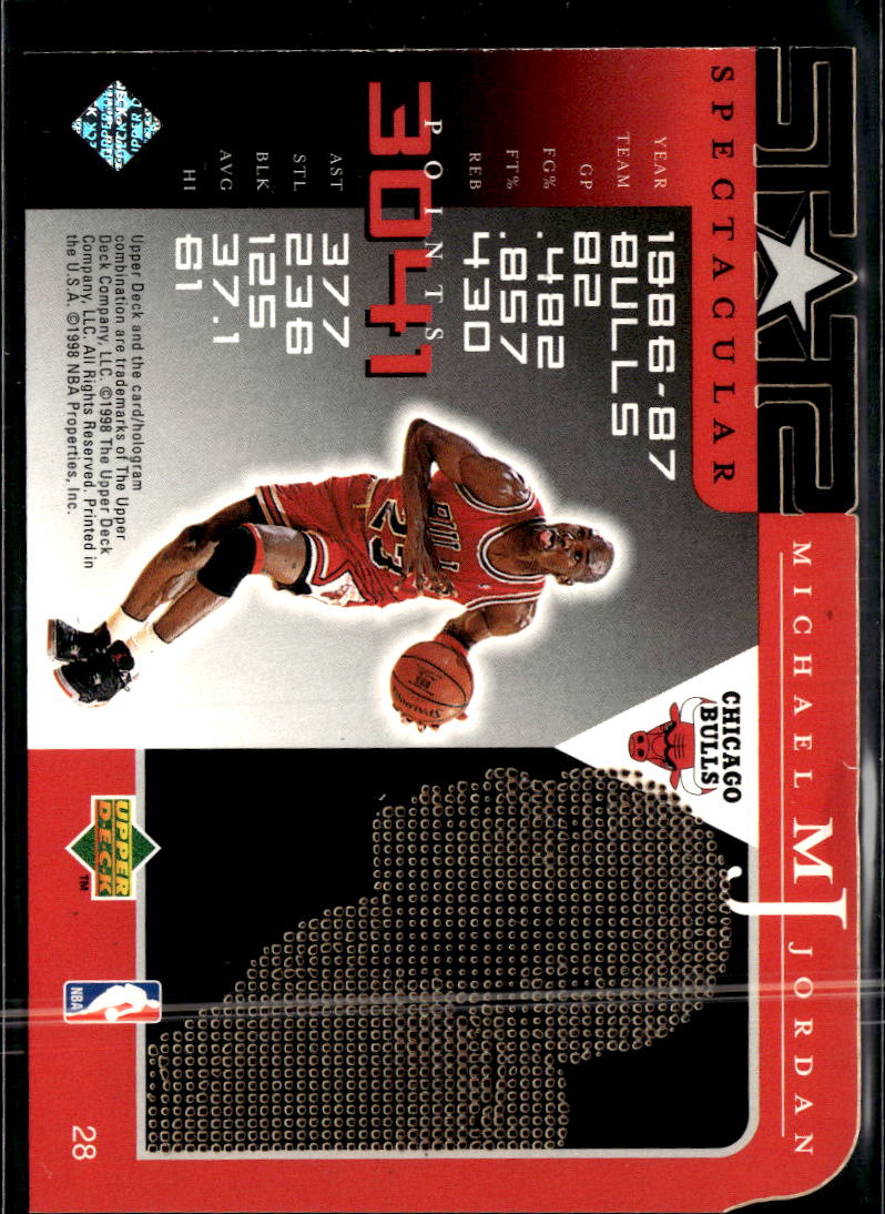 Michael Jordan 1998 Upper Deck Spectacular Star #28 Chicago Bulls