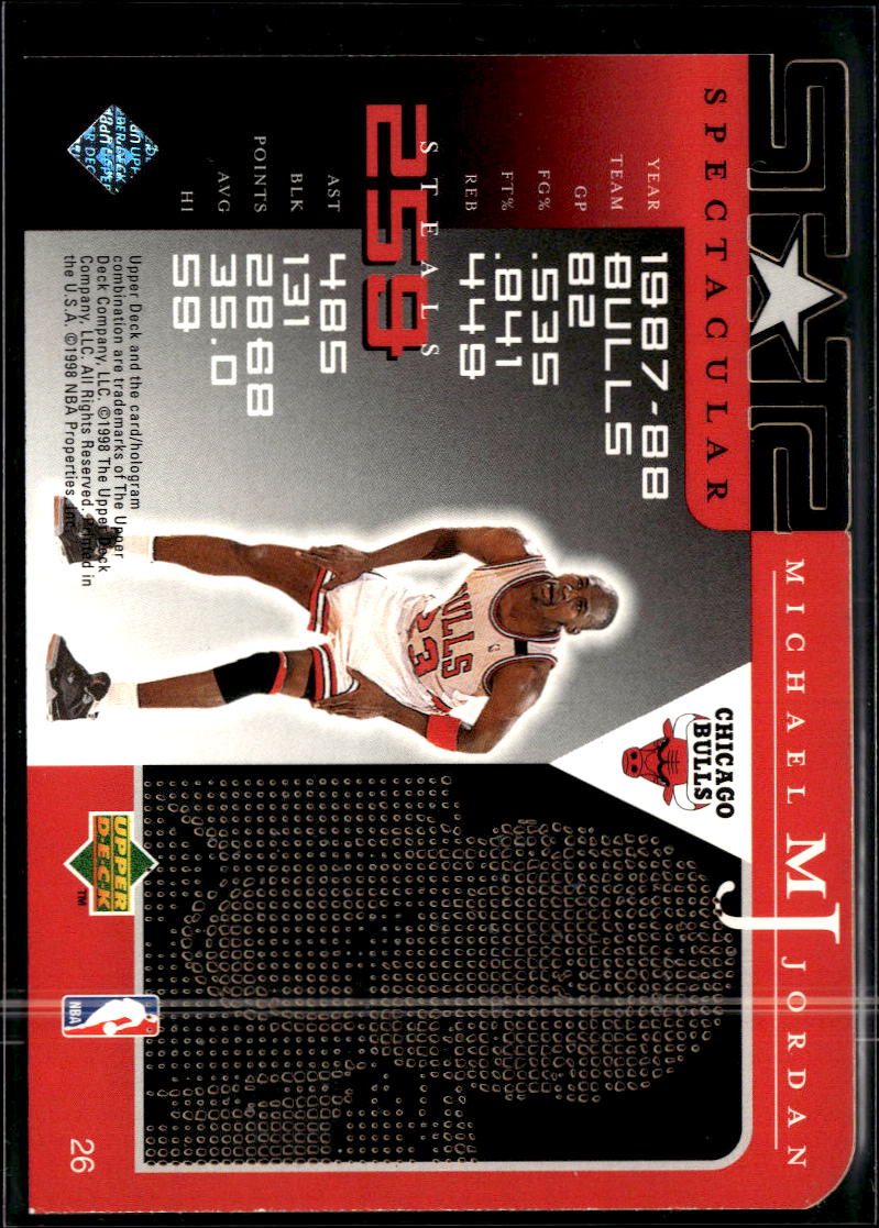 Michael Jordan 1998 Upper Deck Spectacular Star #26 Chicago Bulls