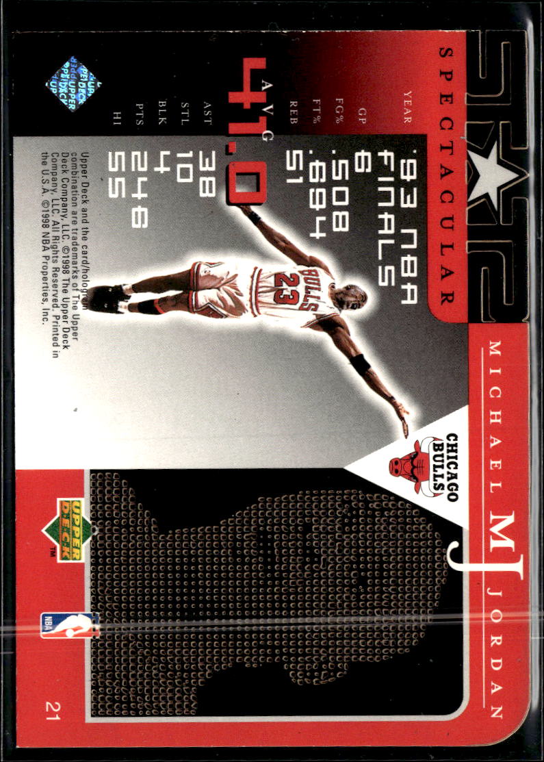 Michael Jordan 1998 Upper Deck Spectacular Star #21 Chicago Bulls