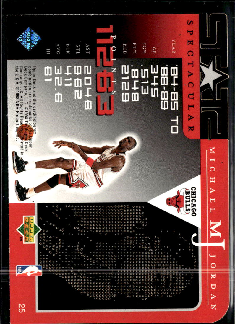 Michael Jordan 1998 Upper Deck Spectacular Star #25 Chicago Bulls