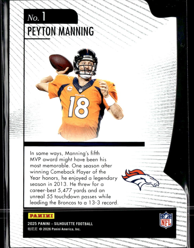 Peyton Manning 2025 Silhouette Hand Crafted Cracked Ice 9/25 Denver Broncos