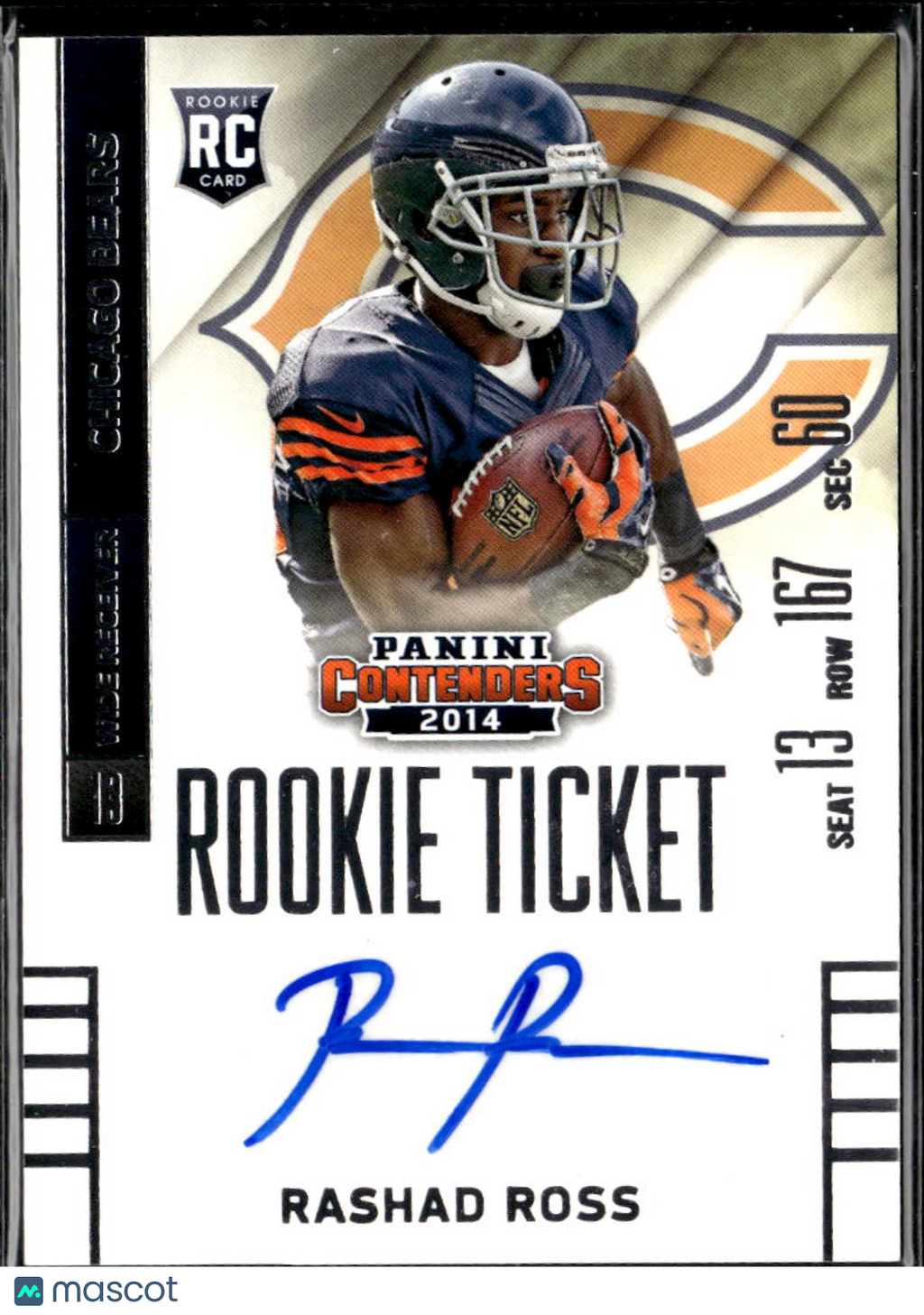 Rashad Ross 2014 Contenders Auto Autograph RC Chicago Bears
