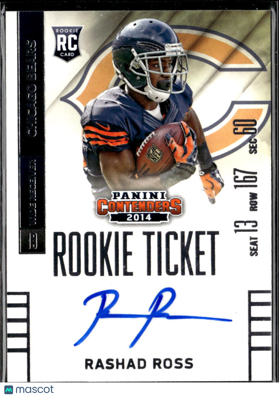 Rashad Ross 2014 Contenders Auto Autograph RC Chicago Bears