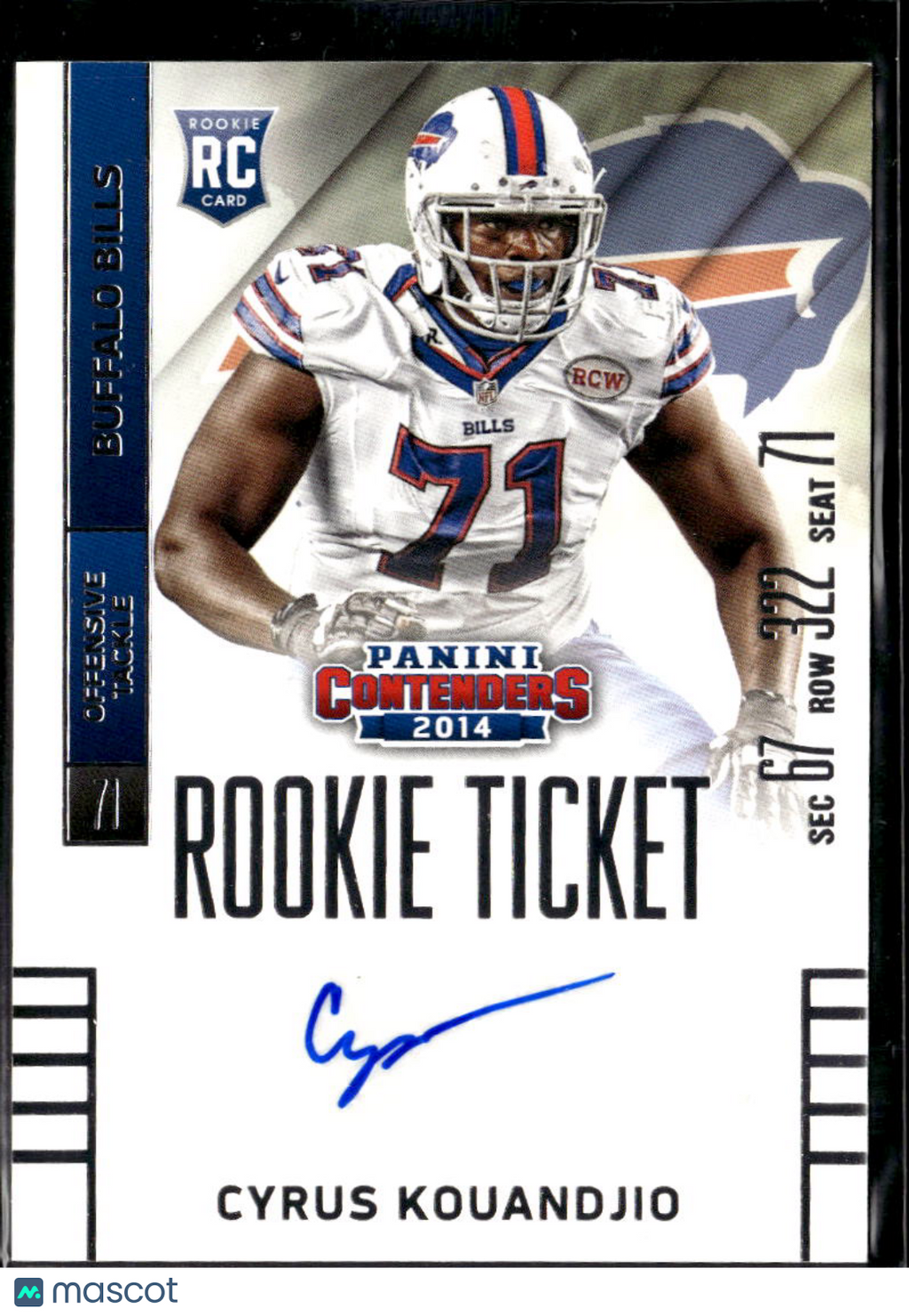 Cyrus Kouandjio 2014 Contenders Auto Autograph RC Buffalo Bills