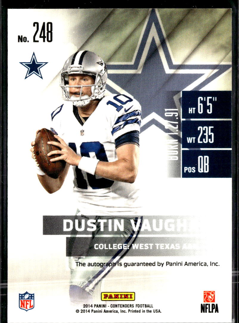Dustin Vaughan 2014 Contenders Auto Autograph RC Dallas Cowboys