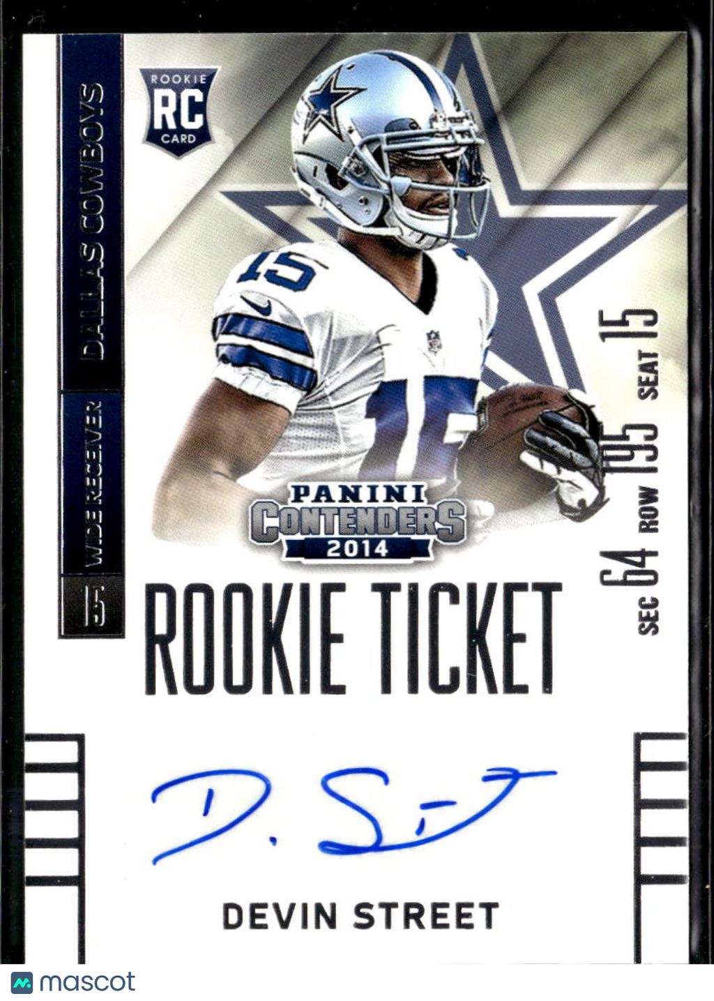 Devin Street 2014 Contenders Auto Autograph RC Dallas Cowboys