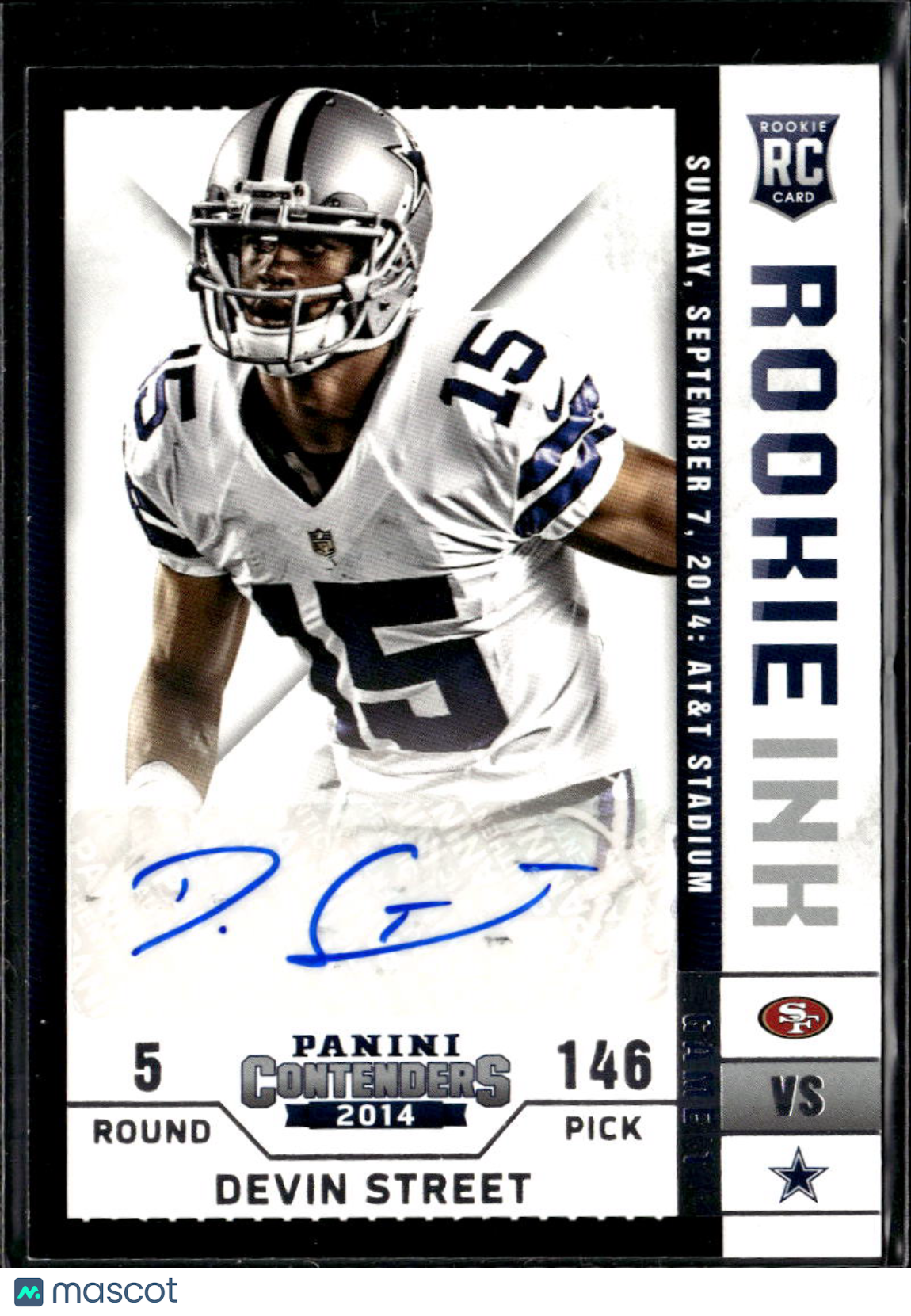 Devin Street 2014 Contenders Auto Autograph RC Dallas Cowboys