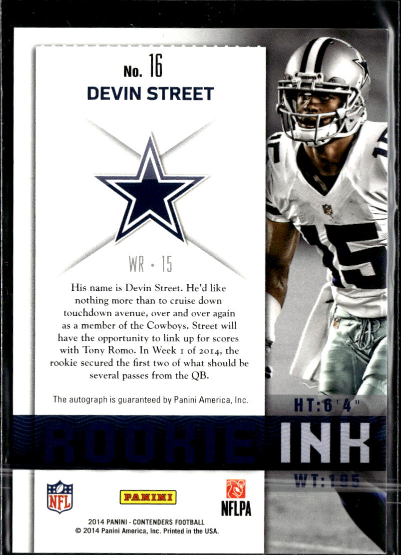 Devin Street 2014 Contenders Auto Autograph RC Dallas Cowboys