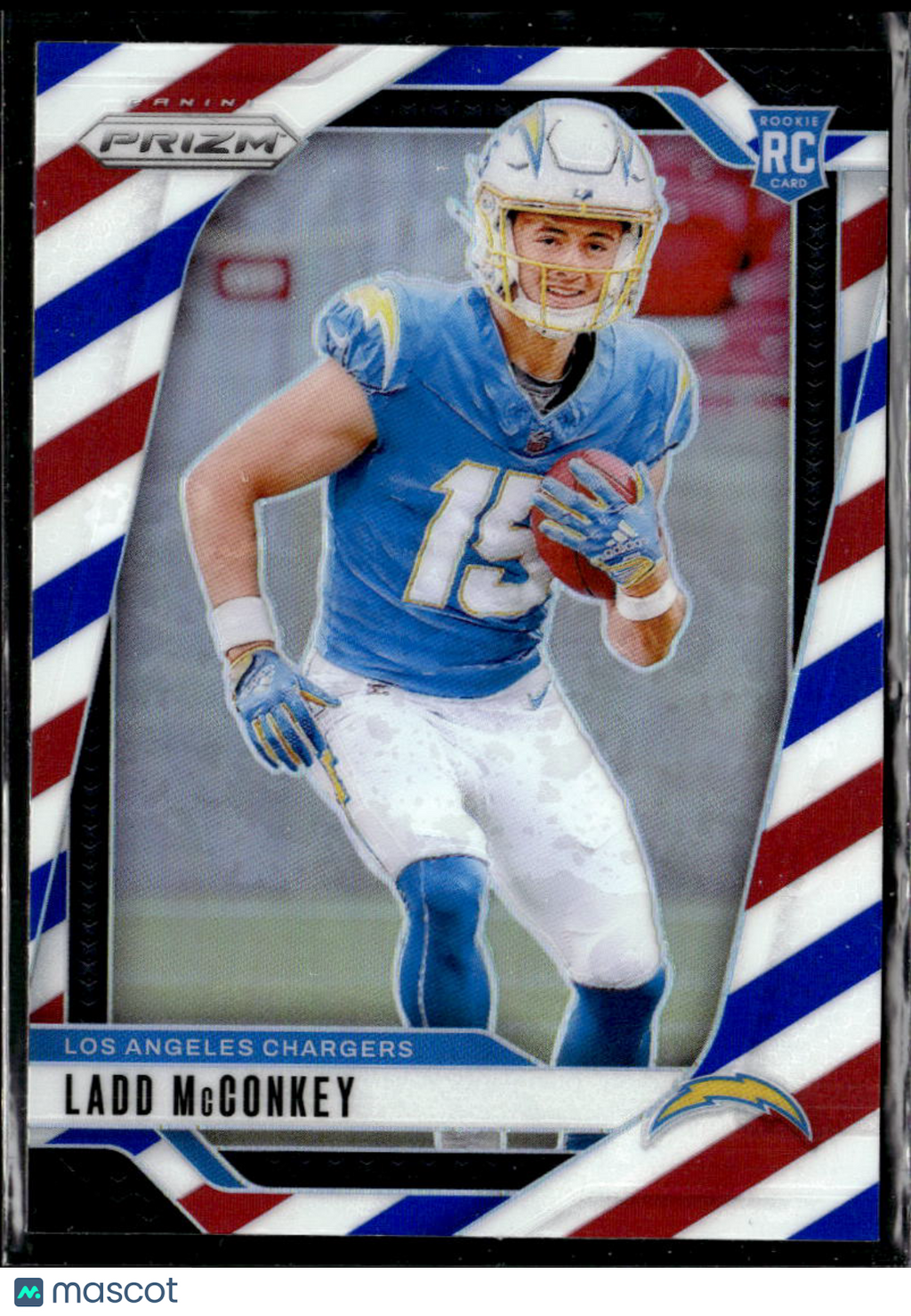 Ladd McConkey 2024 Prizm Red White and Blue RC Los Angeles Chargers