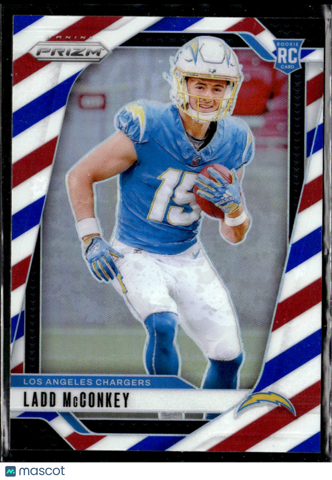 Ladd McConkey 2024 Prizm Red White and Blue RC Los Angeles Chargers