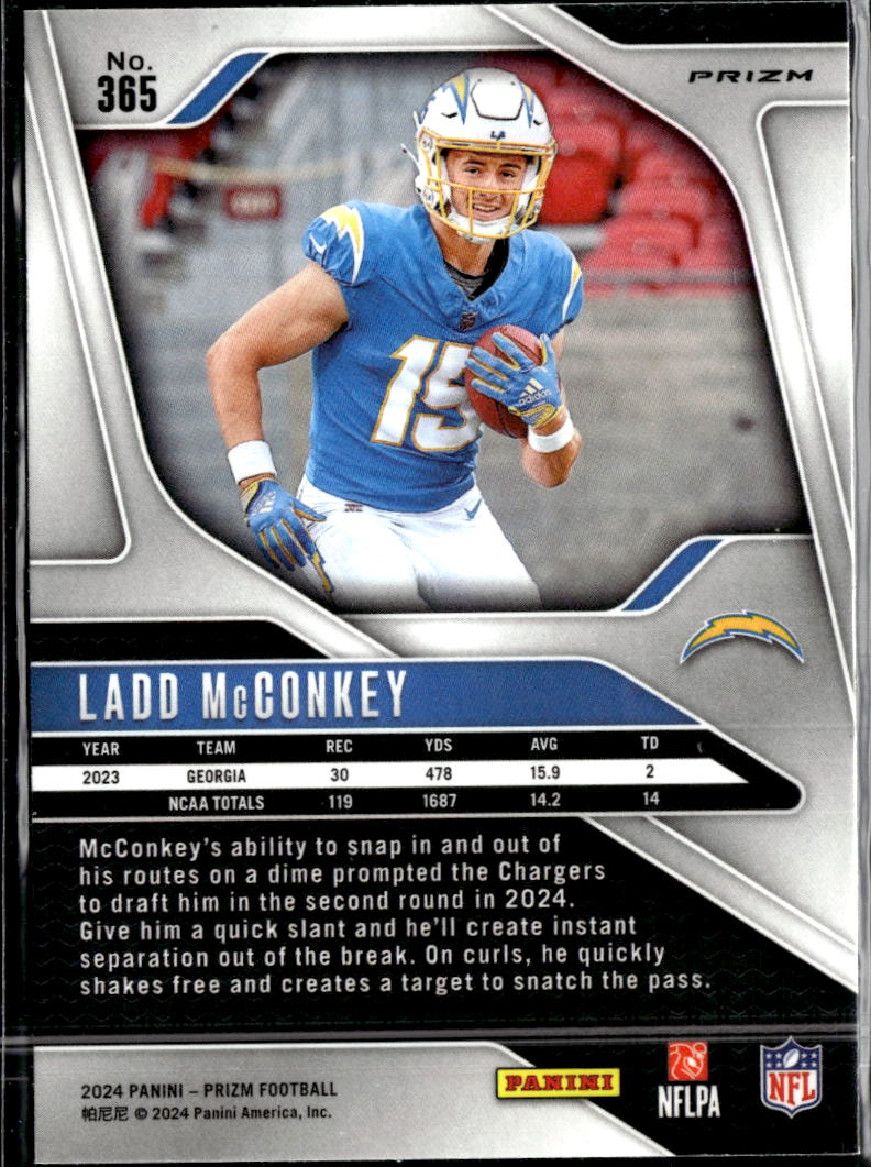 Ladd McConkey 2024 Prizm Red White and Blue RC Los Angeles Chargers