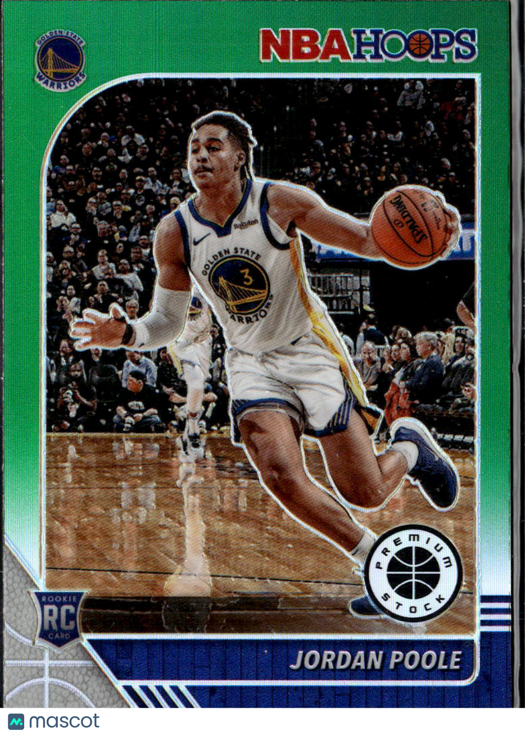 Jordan Poole 2019-20 NBA Hoops Premium Stock RC Green Golden State Warriors