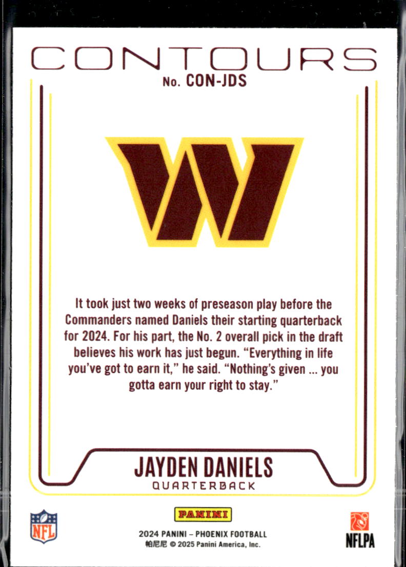 Jayden Daniels 2025 Panini Phoenix Contours RC Washington Commanders