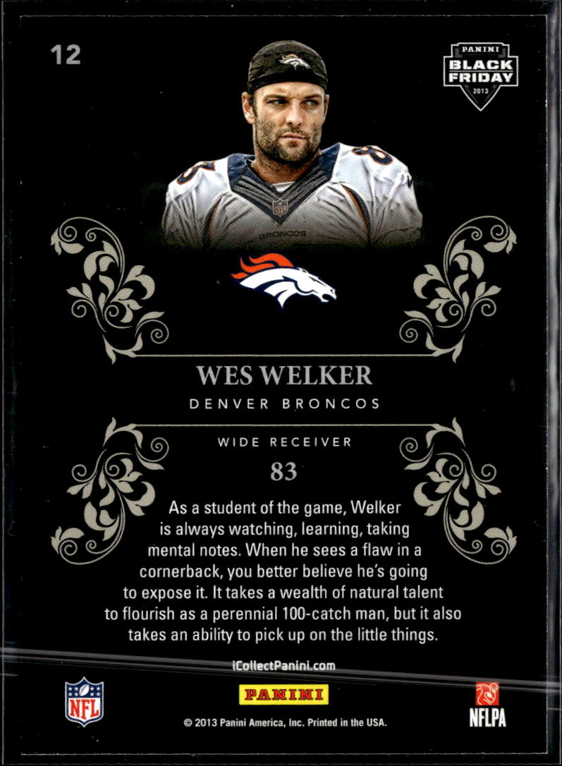Wes Welker 2013 Panini Black Friday #12 Denver Broncos