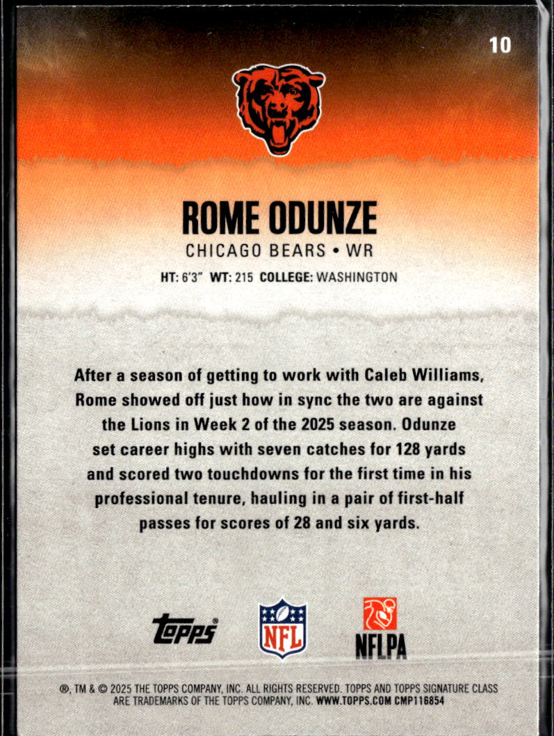 Rome Odunze 2025 Topps Signature Class Pink 239/250 Chicago Bears