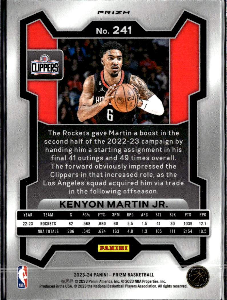 Kenyon Martin Jr. 2023 Panini Prizm Red Sparkle Prizm LA Clippers
