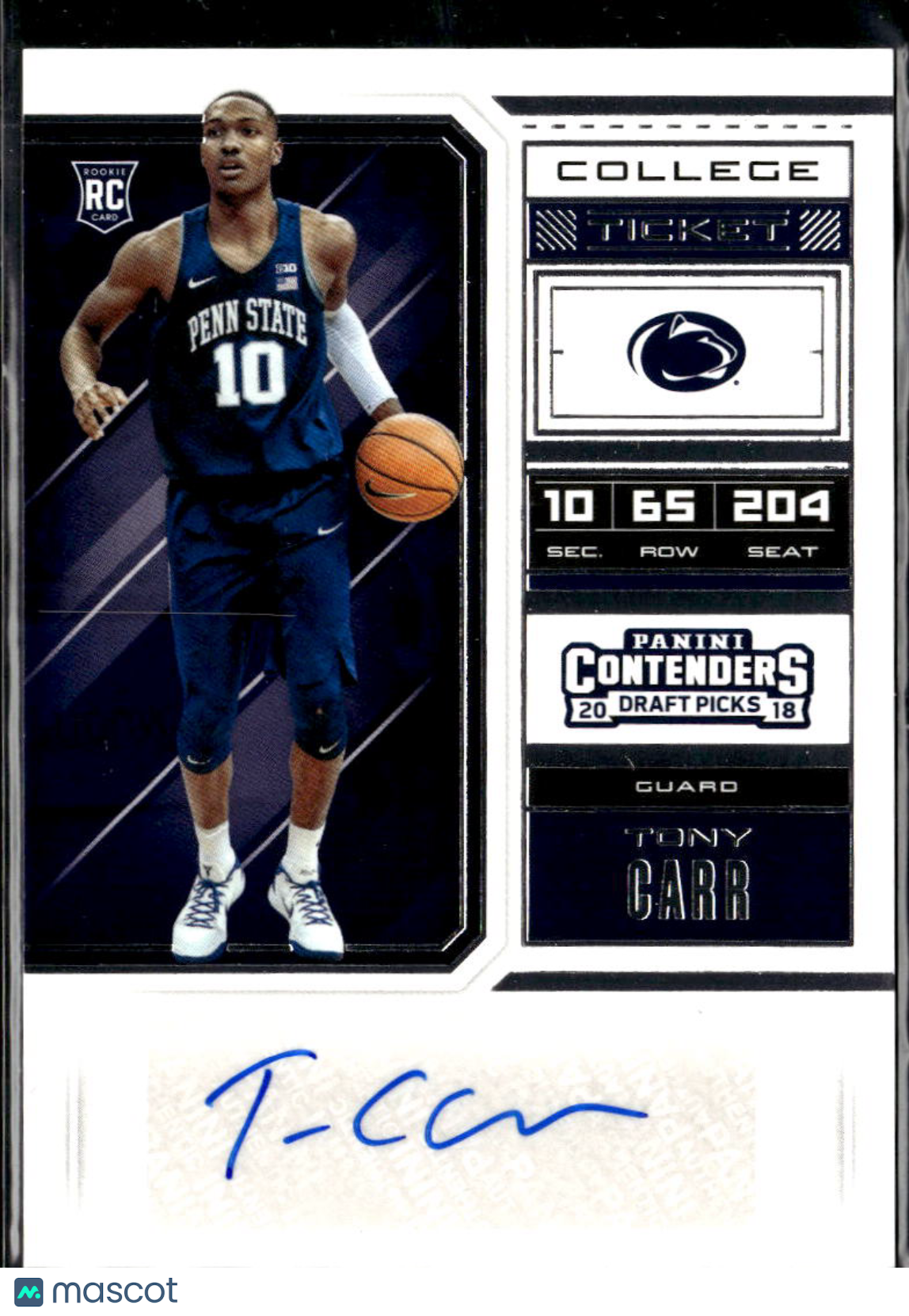Tony Carr 2018 Contenders Draft Auto Autograph RC Penn State Nittany Lions