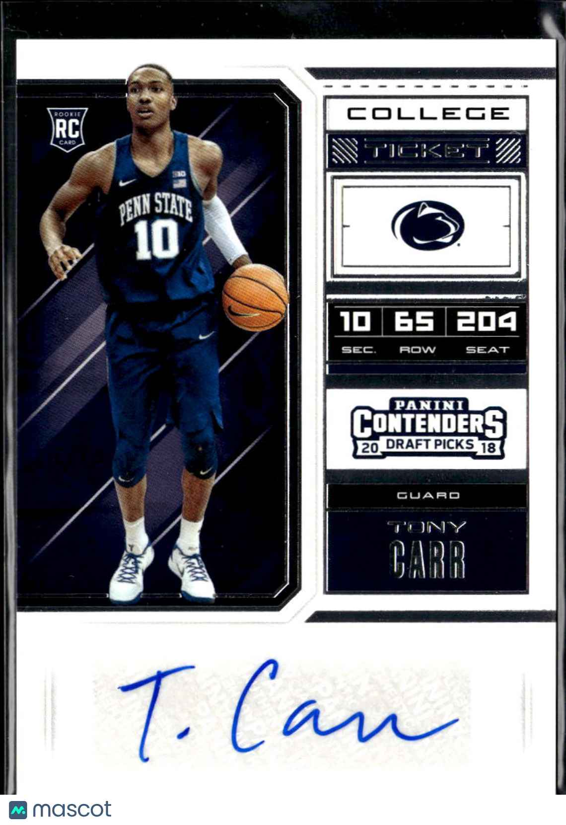 Tony Carr 2018 Contenders Draft Auto Autograph RC Penn State Nittany Lions
