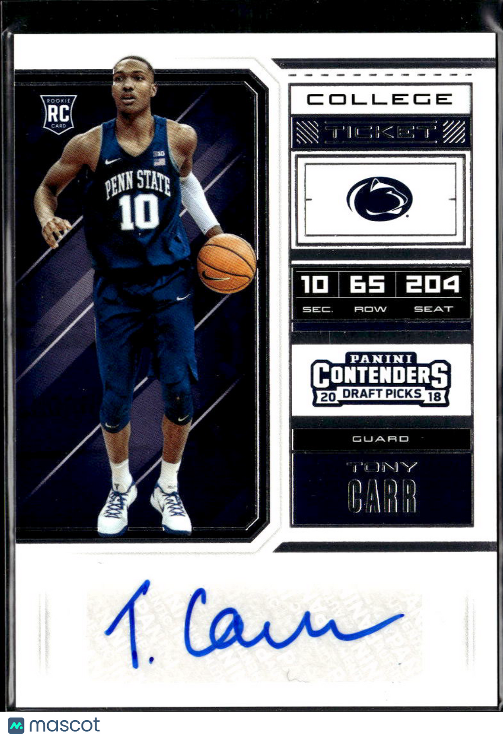 Tony Carr 2018 Contenders Draft Auto Autograph RC Penn State Nittany Lions